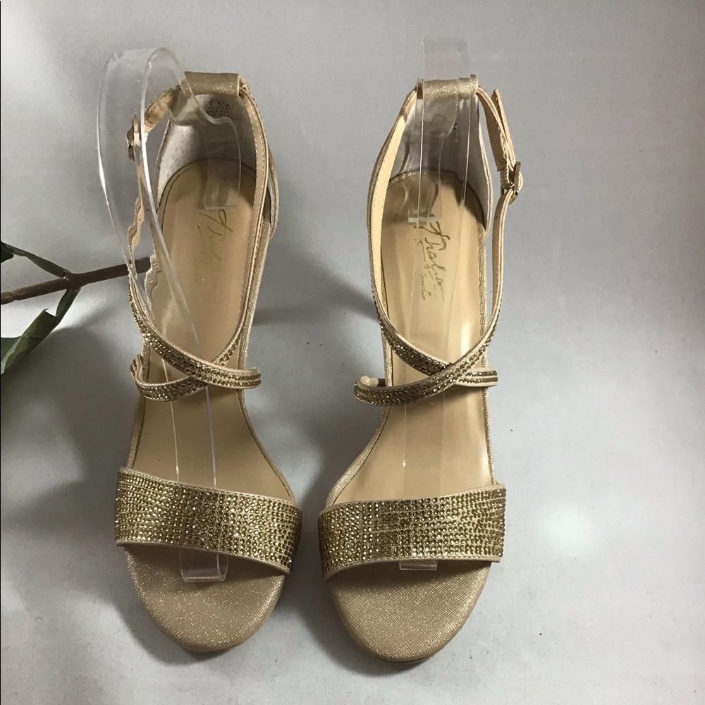 Thalia Sodi gold rhinestone heels size 7.5 .
